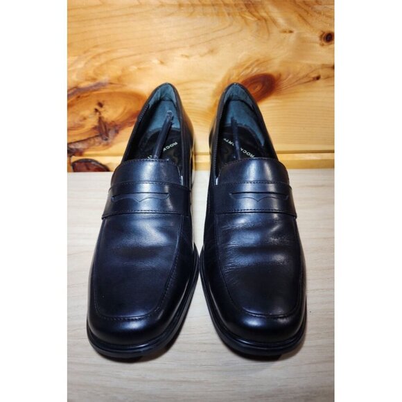 Rockport Women's Comfort by DMX Blue/Black Leather Loafers -Size 7.5W Block Heel - Picture 9 of 9